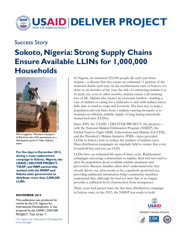 Sokoto, Nigeria: Strong Supply Chains Ensure Available LLINs for 1,000,000 Households, November 2014