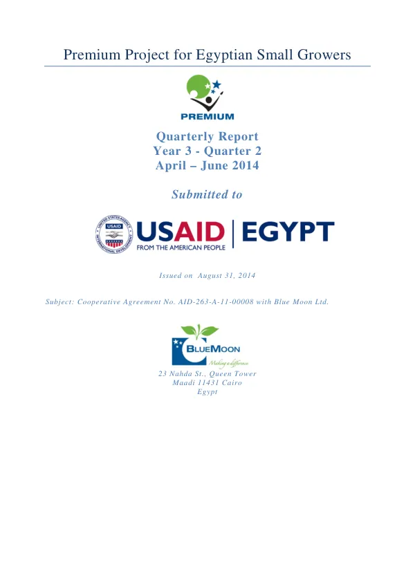 Premium Project for Egyptian Small Growers – Year 3 Qtr 2