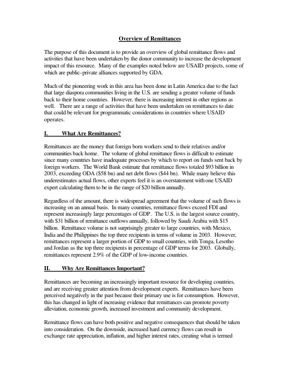 Overview of remittances