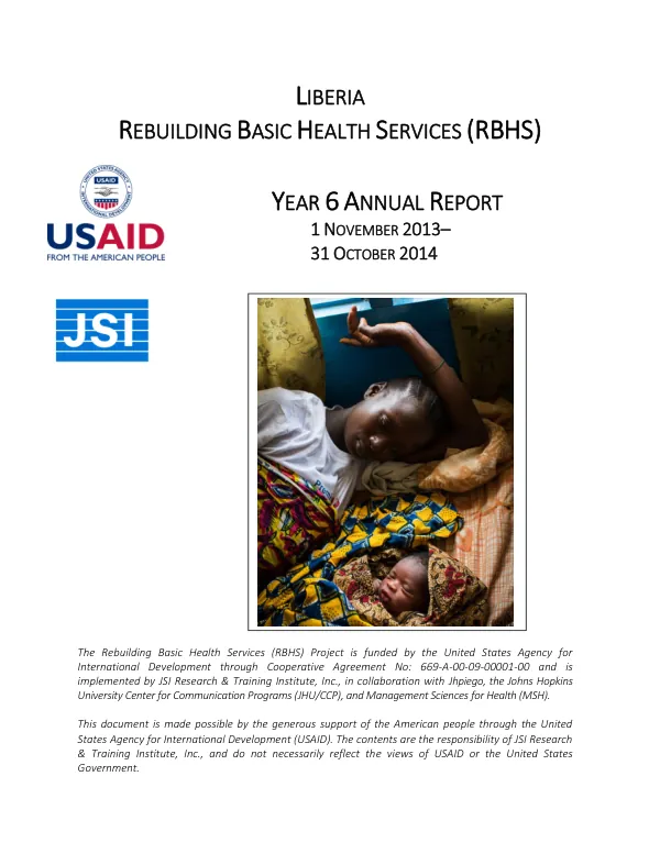 Rebuilding Basic Health Services (RBHS) Year 6 Annual Report
