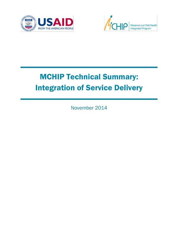 MCHIP Technical Summary: Integration of Service Delivery