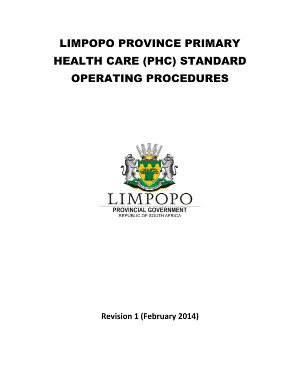 Limpopo Province Primary Health Care (PHC) Standard Operating Procedures