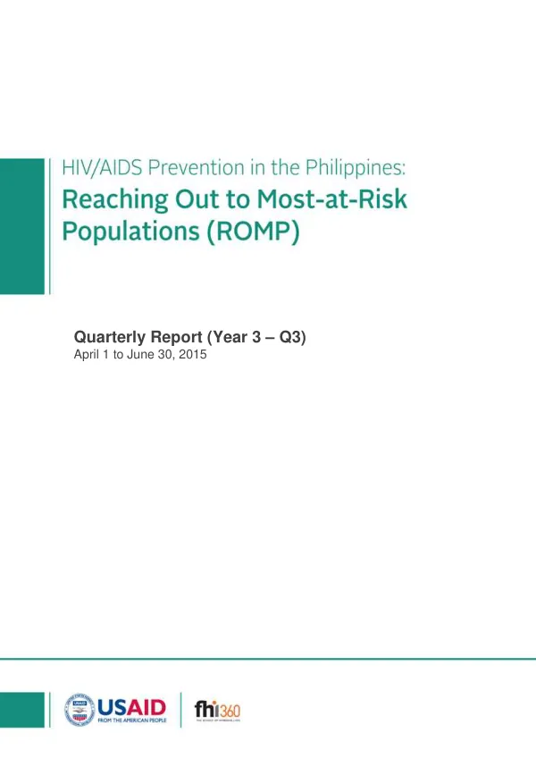 Year 2 Report: HIV/AIDS Prevention in the Philippines: Reaching Out to Most-at-Risk Populations (ROMP) Project
