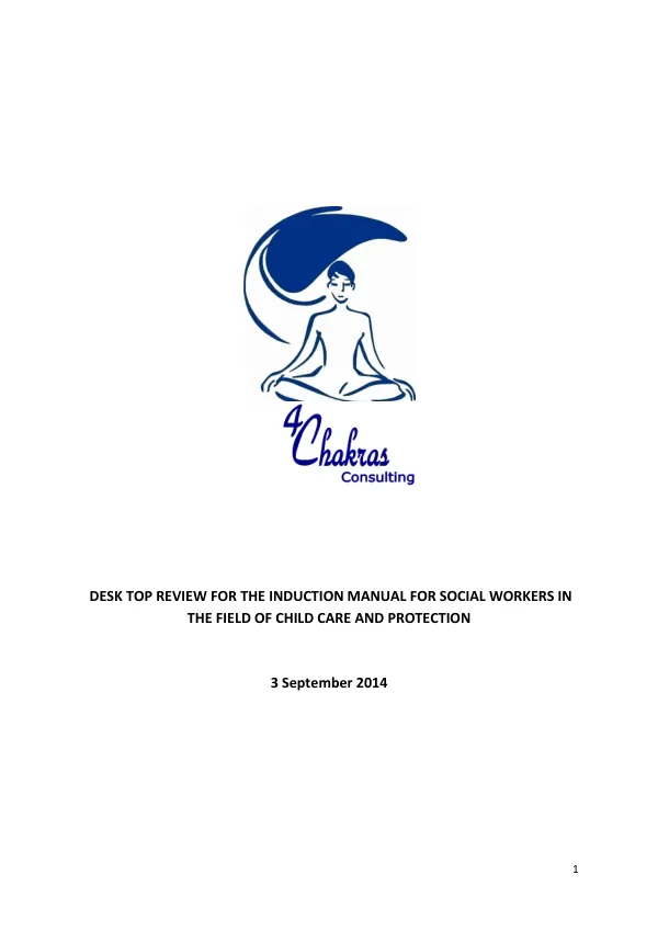 Desk Top Review for the Induction Manual for Social Workers in the Field of Child Care and Protection