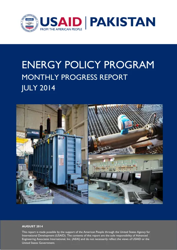 Monthly Progress Report: Energy Policy Program