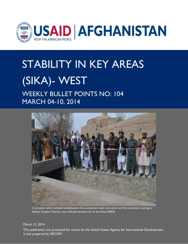 SIKA-WEST WEEKLY BULLET POINTS NO. 104: March 04-10, 2014
