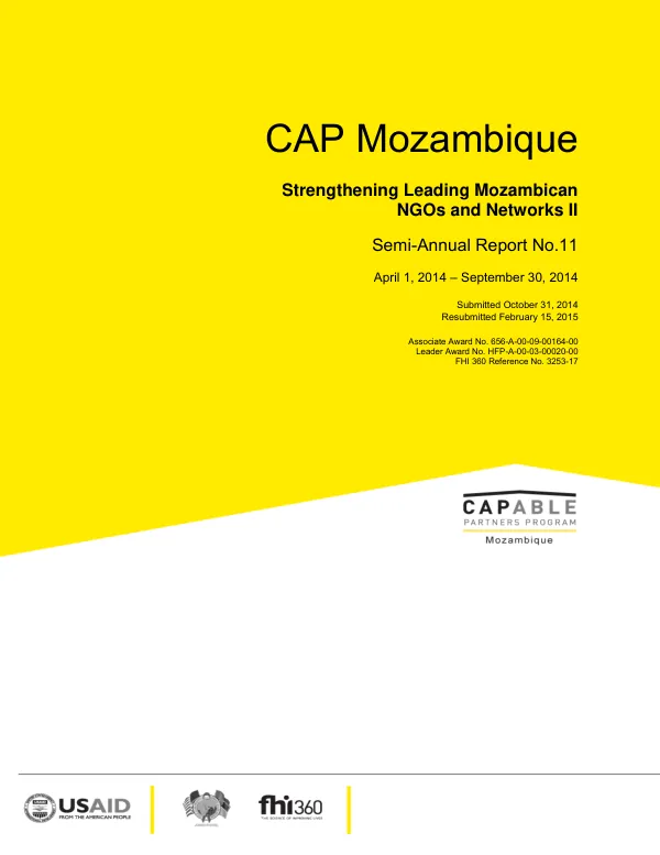 Strengthening Leading Mozambican NGOs and Networks II: Semi-Annual Report No.11