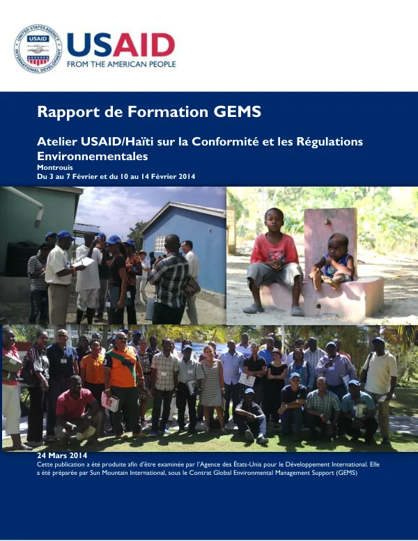 Rapport de Formation GEMS: Atelier USAID/Haïti sur la Conformité et les Régulations Environnementales