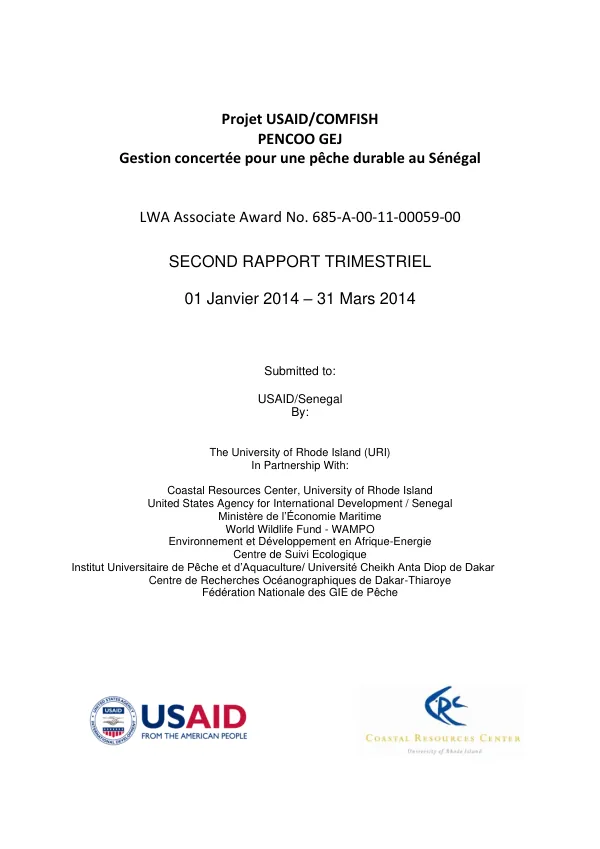 Second Rapport Trimestriel du Projet USAID/COMFISH