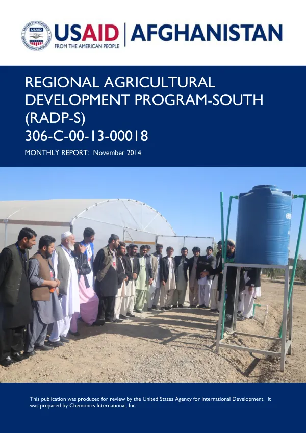 Regional Agricultural Development Program-South November 2014 Monthly Report