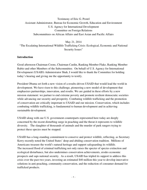The Escalating International Wildlife Trafficking Crisis: Ecological, Economic and National Security Issues
