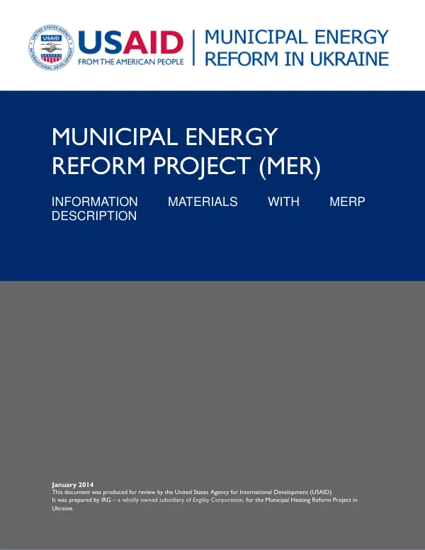 USAID Municipal Energy Reform Project: Ukraine Municipal Energy Reform Project