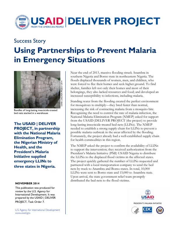 Using Partnerships to Prevent Malaria in Emergency Situations