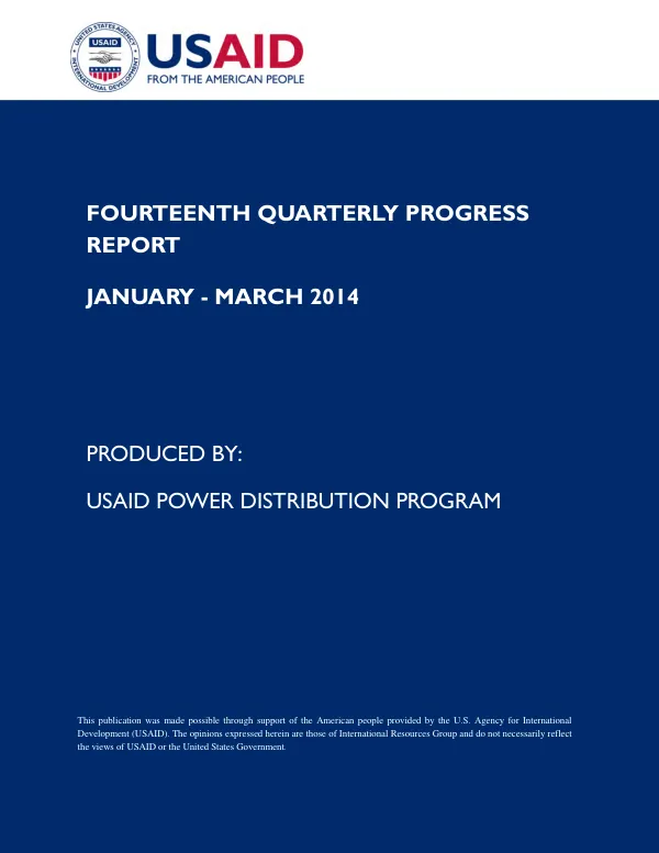Fourteenth Quarterly Progress Report: January - March 2014