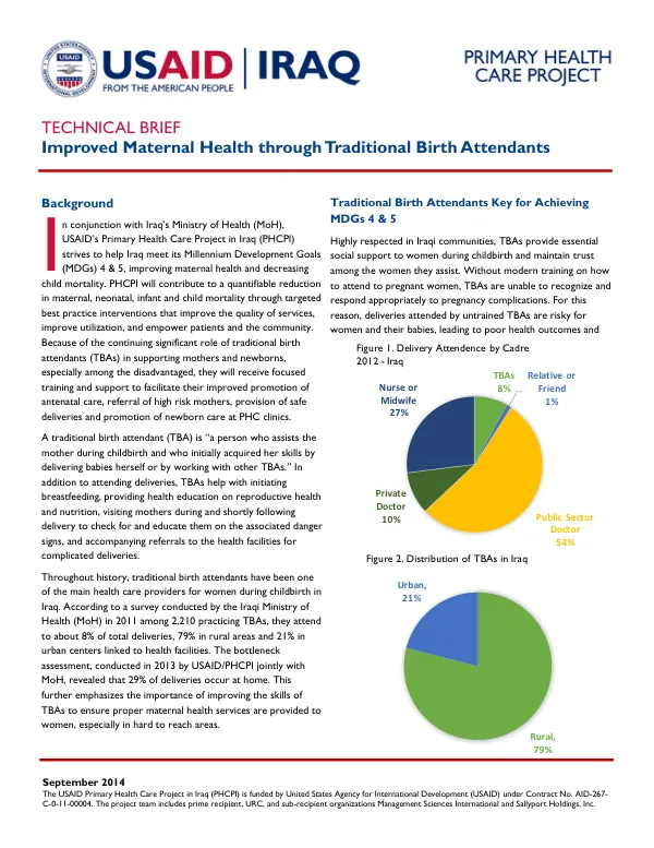 Improved Maternal Health through Traditional Birth Attendants