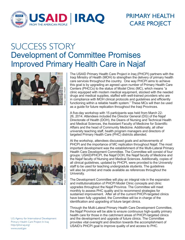 Development of Committee Promises Improved Primary Health Care in Najaf