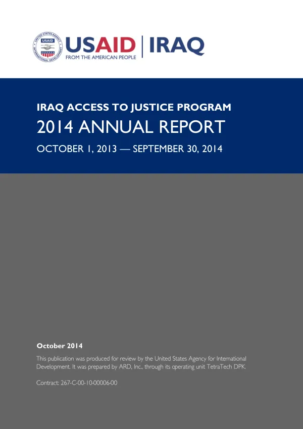 Iraq Access to Justice Program 2014 Annual Report