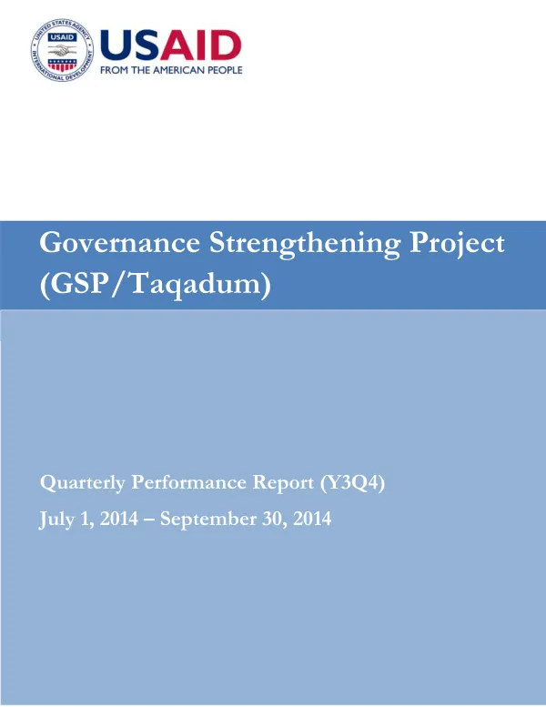 GSP/Taqadum Quarterly Performance Report (Y3Q4)