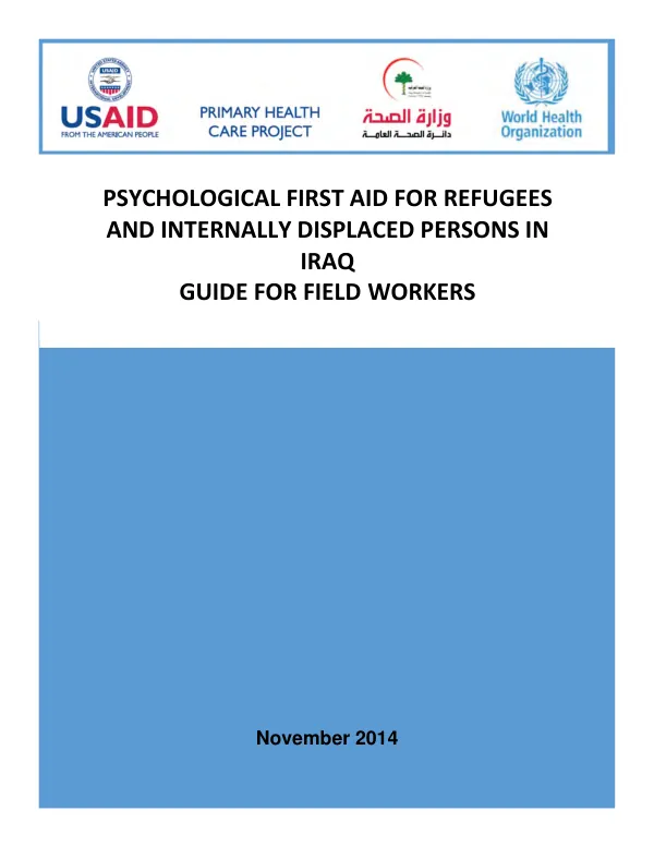 Psychological First Aid for Refugees and Internally Displaced Persons in Iraq: Guide for Field Workers