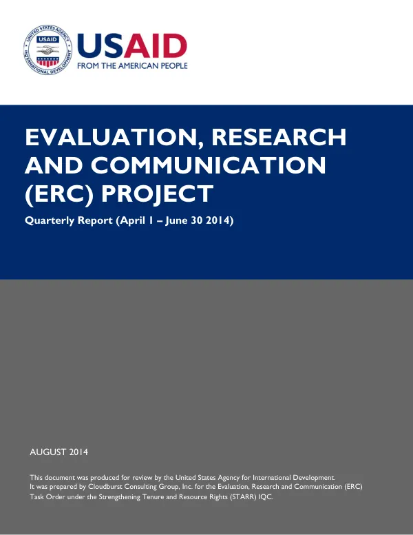 ERC Quarterly Report (April 1– June 30, 2014)