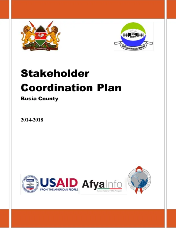 Stakeholder Coordination Plan Busia County
