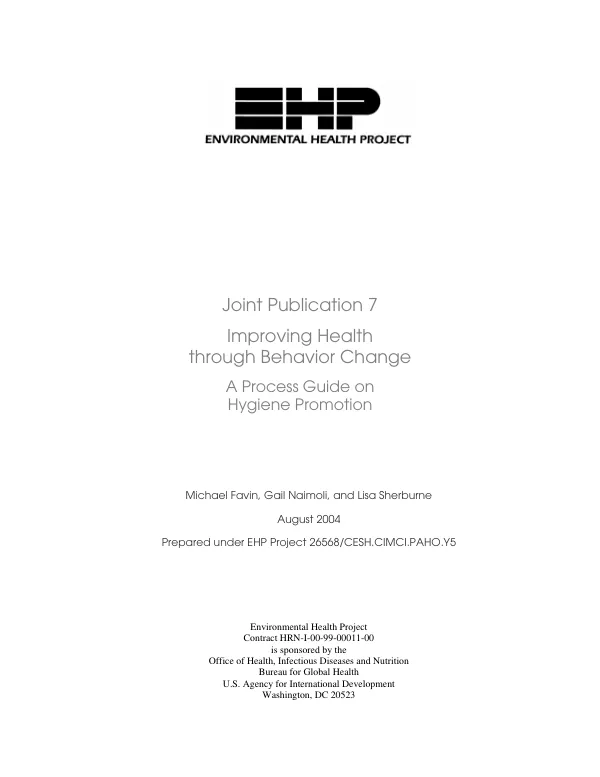 Improving health through behavior change : a process guide on hygiene promotion