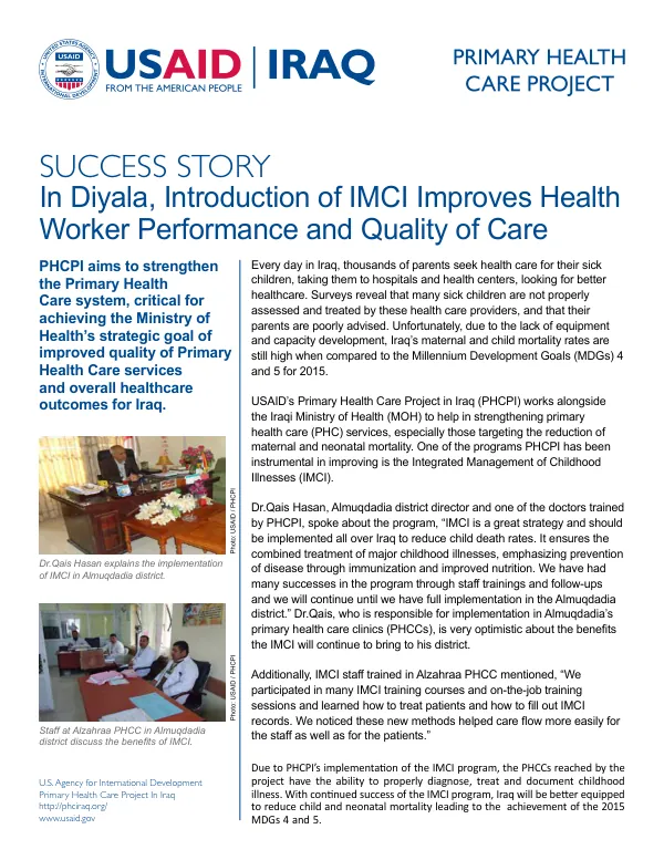 Success Story: Introduction of IMCI Improves Health Worker Performance and Quality of Care in Diyala