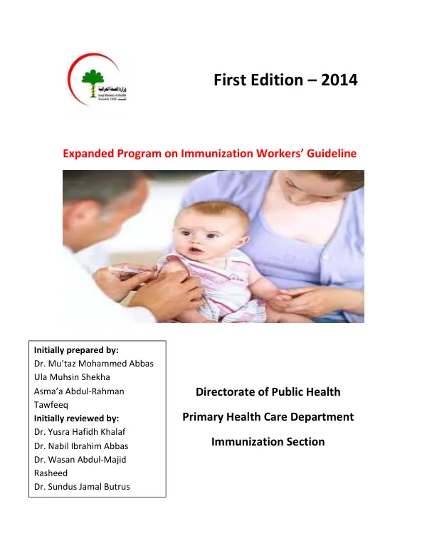 Expanded Program on Immunization Workers’ Guideline
