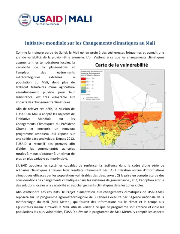 Initiative mondiale sur les Changements climatiques au Mali