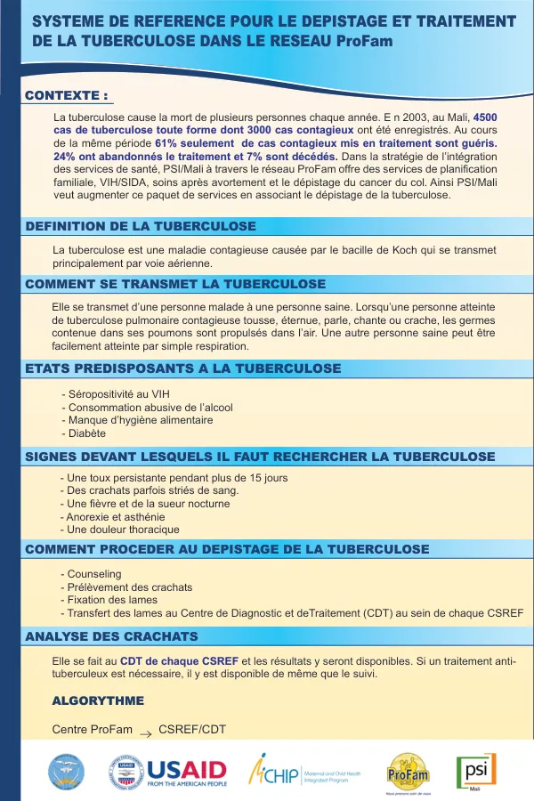 Systeme de Reference pour le Depistage et Traitement de la Tuberculose dans le Reseau ProFam