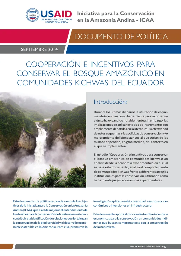 Cooperación e incentivos para conservar el bosque amazónico en comunidades kichwas del Ecuador