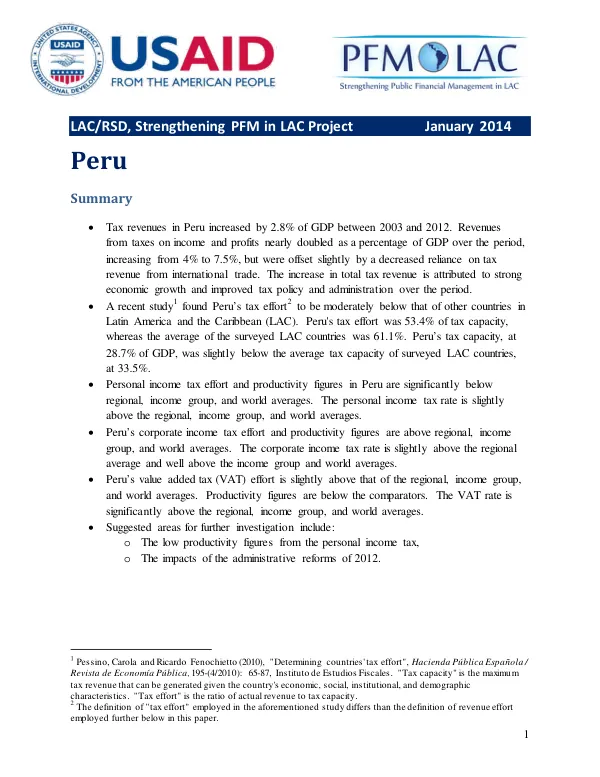 Revenue Brief: Strengthening PFM in LAC Project