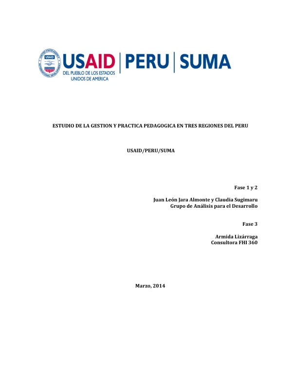Estudio de la Gestión y Práctica Pedagógica en Tres Regiones del Perú