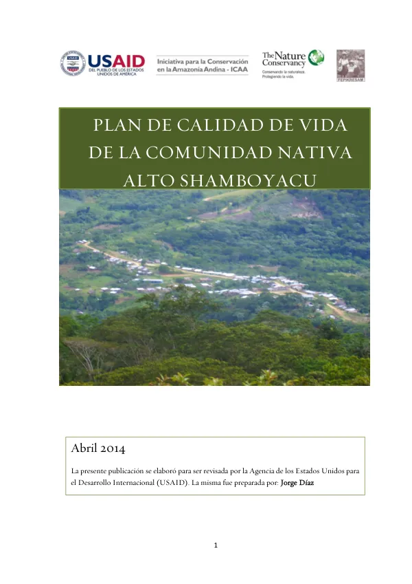 Plan de Calidad de Vida de la Comunidad Nativa Alto Shamboyacu