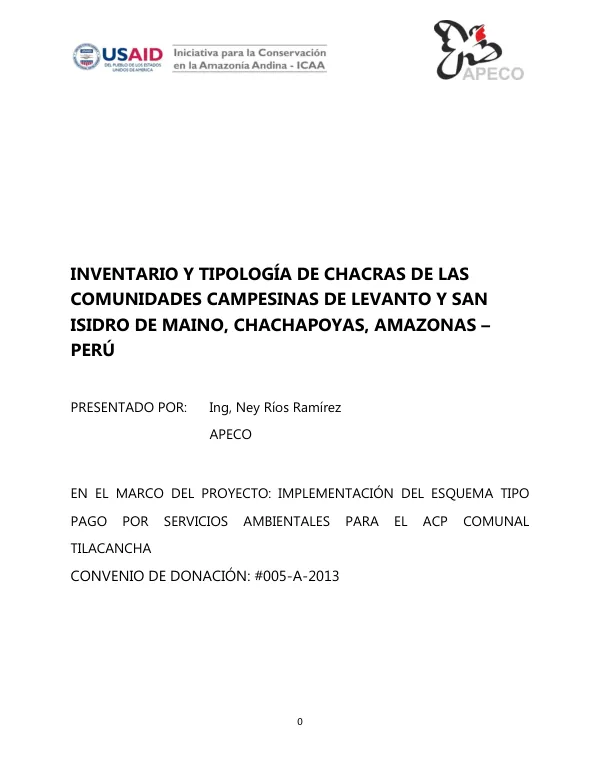 Inventario y tipología de chacras de las comunidades Campesinas de Levanto y Maino, Chachapoyas, Amazonas – Perú
