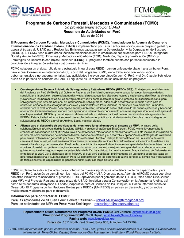 Programa de Carbono Forestal, Mercados y Comunidades (FCMC)