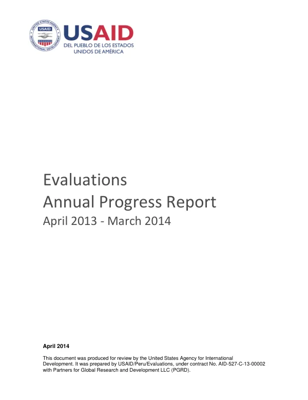 Annual Progress Report: USAID|PERU Evaluations project