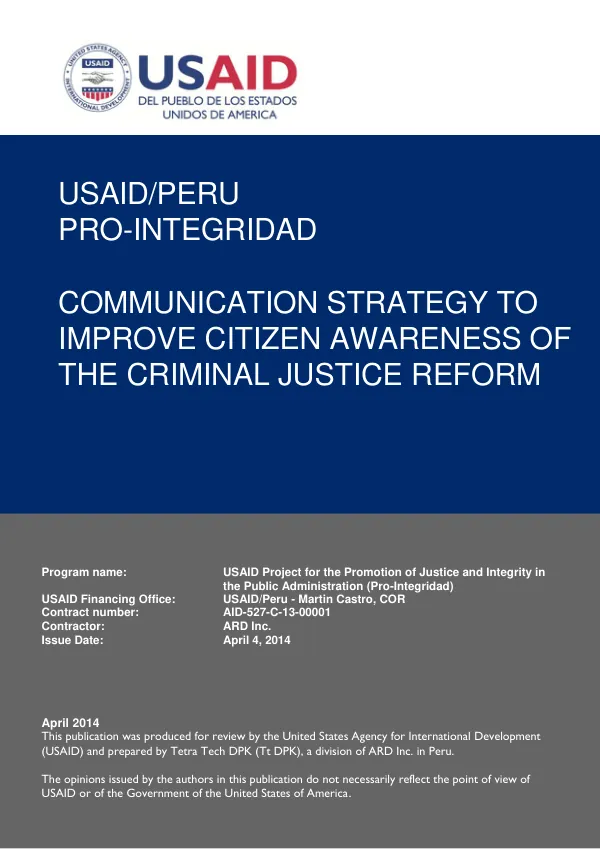 Communication Strategy to Improve Citizen Awareness of the Criminal Justice Reform
