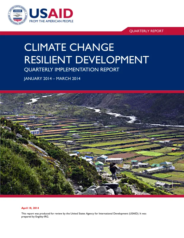 Climate Change Resilient Development Quarterly Implementation Report January 2014 – March 2014