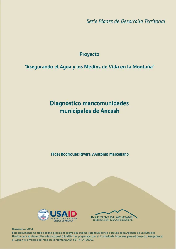 Diagnóstico mancomunidades municipales de Ancash: Proyecto Asegurando el Agua y los Medios de Vida en la Montaña