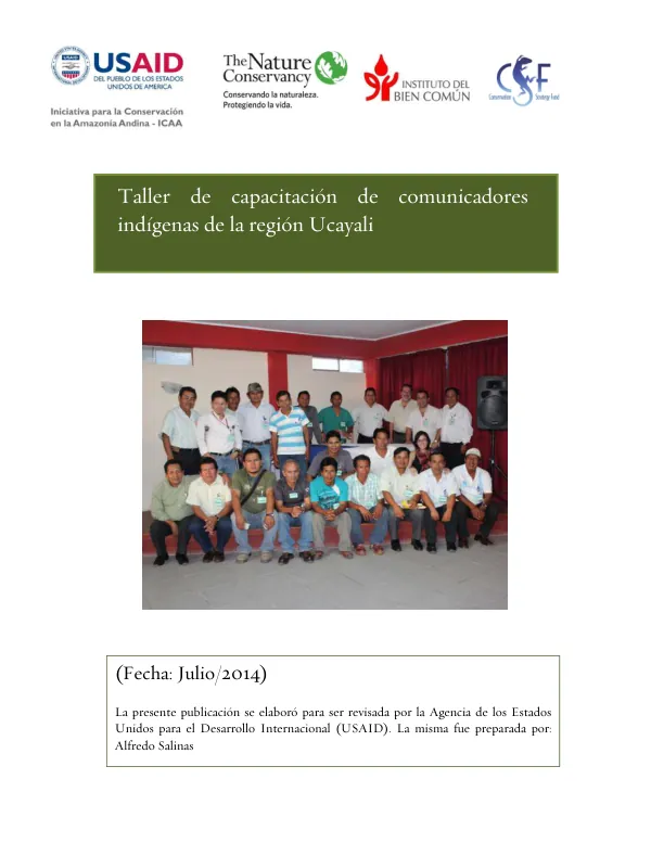 Taller de capacitación de comunicadores indígenas de la región Ucayali