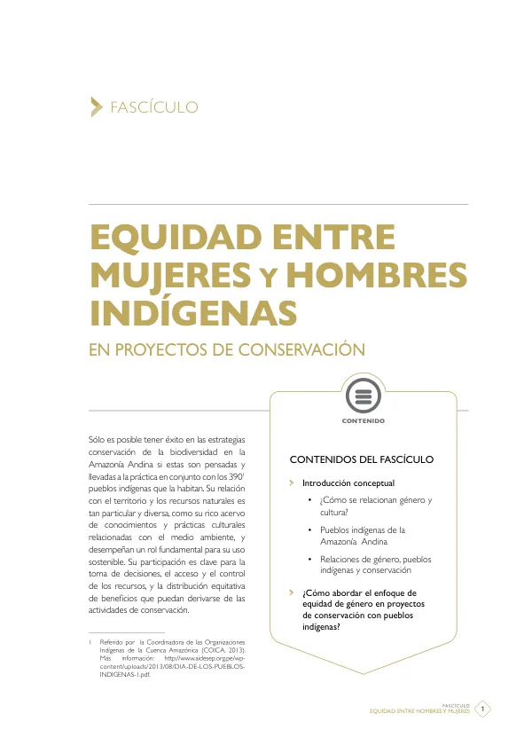 Equidad entre hombres y mujeres indígenas en proyectos de conservación