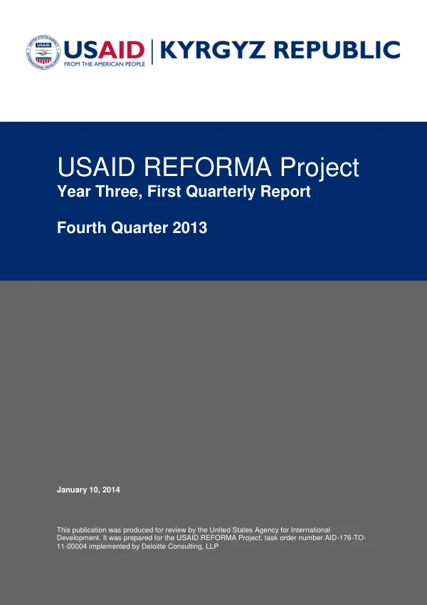 USAID REFORMA Project Year Three, First Quarterly Report Fourth Quarter 2013