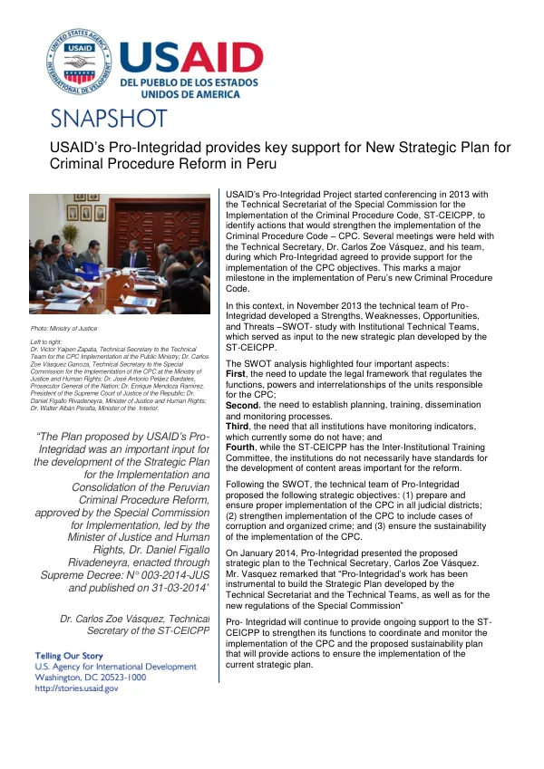 New Strategic Plan for Criminal Procedure Reform in Peru