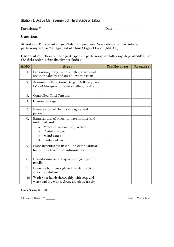 Active Management of Third Stage of Labor and Other Obstetric Emergencies Training