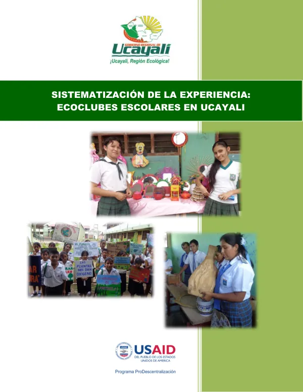 SISTEMATIZACIÓN DE LA EXPERIENCIA: ECOCLUBES ESCOLARES EN UCAYALI