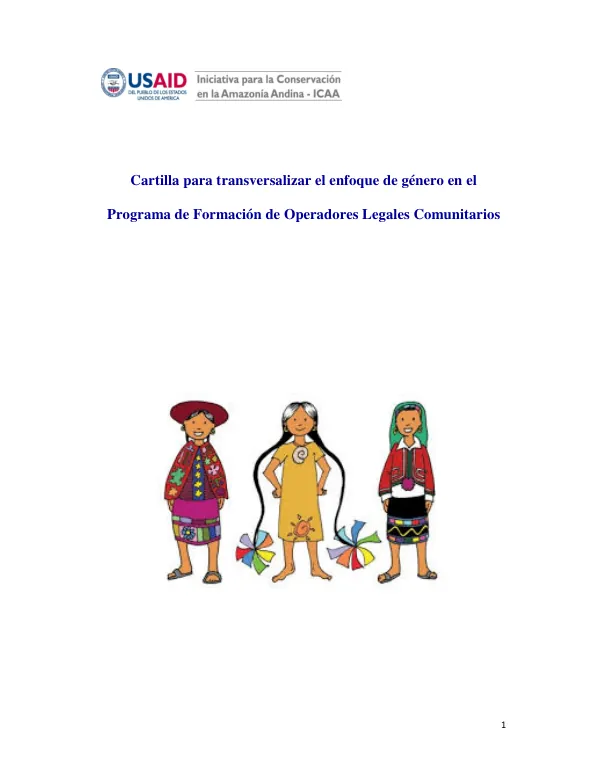 Cartilla para transversalizar el enfoque de género en el Programa de Formación de Operadores Legales Comunitarios