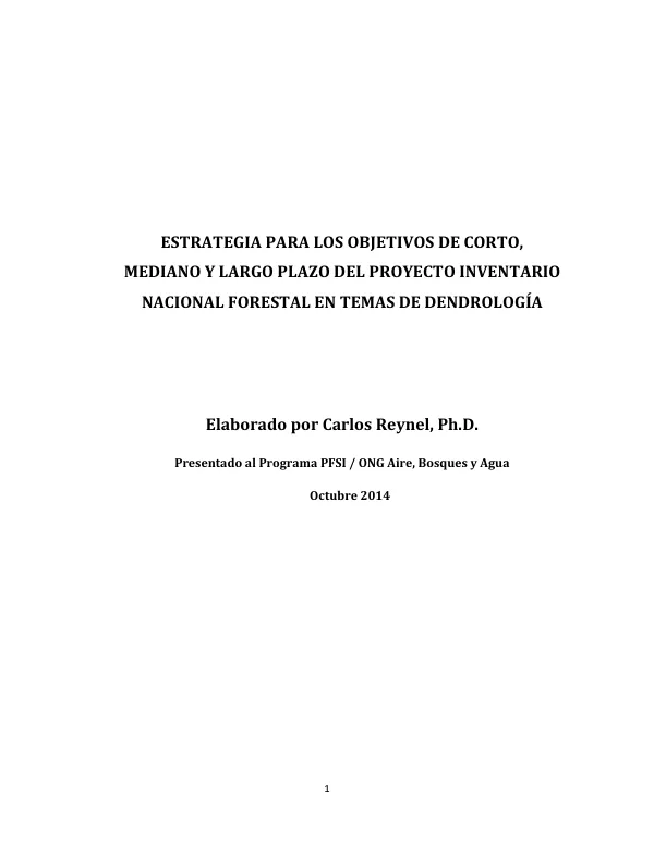 Estrategia para el componente de Dendrología del Inventario Nacional Forestal