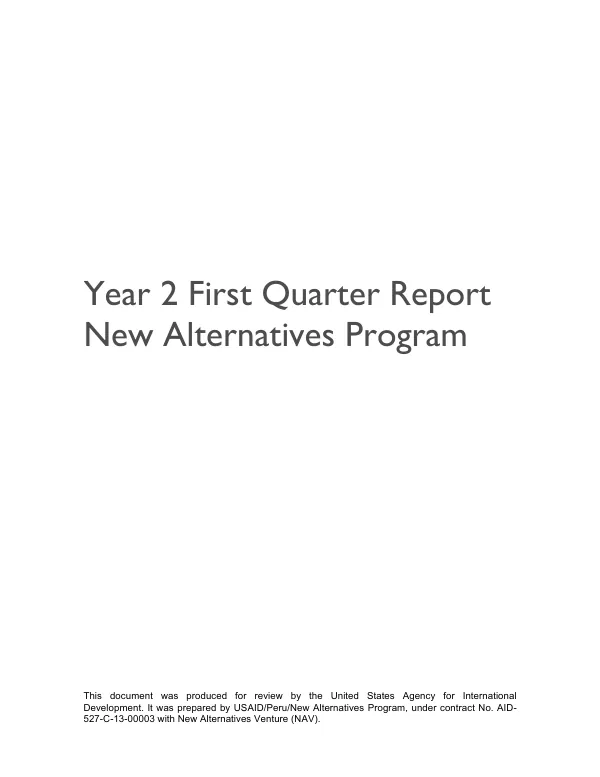 Year 2 First Quarter Report: New Alternatives Program