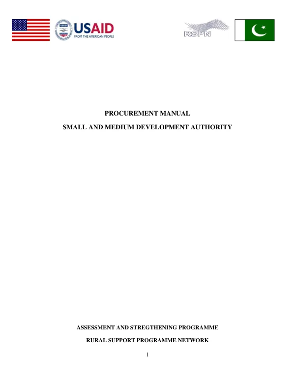 Procurement Manual for Small and Medium Enterprise Development Authority